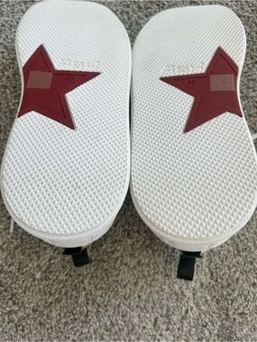 Ash White Sneakers with Red Star Sole Accent